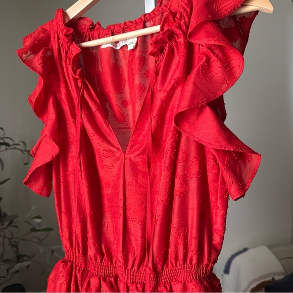 Chelsea & Violet Sleeveless Red Roses Ruffle Jardin Chinoiserie Dress Size S - Picture 5 of 12